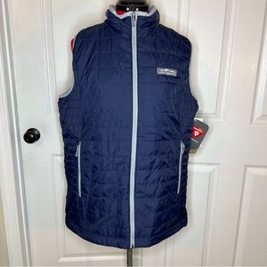 Lauren James Co Preptec Quilted Ellison Vest Navy Blue Gray Womens XL - NWT
